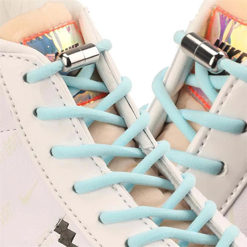 2 ADET Elastik Hiçbir Kravat Ayakabı Yarım Daire Ayakkabı Bağcıkları Çocuklar İçin Yetişkin Sneakers Ayakkabı Bağı Hızlı Tembel Metal Kilit Danteller Ayakkabı Dizeleri Görüntü 2