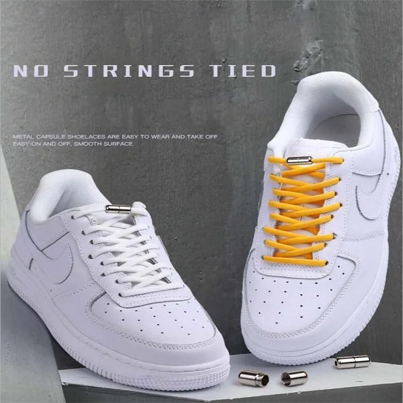 2 ADET Elastik Hiçbir Kravat Ayakabı Yarım Daire Ayakkabı Bağcıkları Çocuklar İçin Yetişkin Sneakers Ayakkabı Bağı Hızlı Tembel Metal Kilit Danteller Ayakkabı Dizeleri Görüntü 5