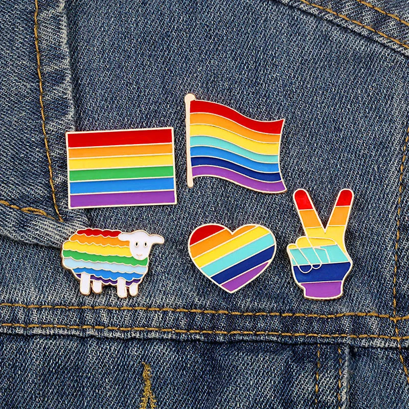 2020 Gökkuşağı Kalp Emaye Pimleri Eşcinsel Lezbiyen Gurur LGBT Pin Rozeti Aşk Aşk Farkındalık Broş Takı Erkekler Kadınlar İçin Unisex Görüntü 1