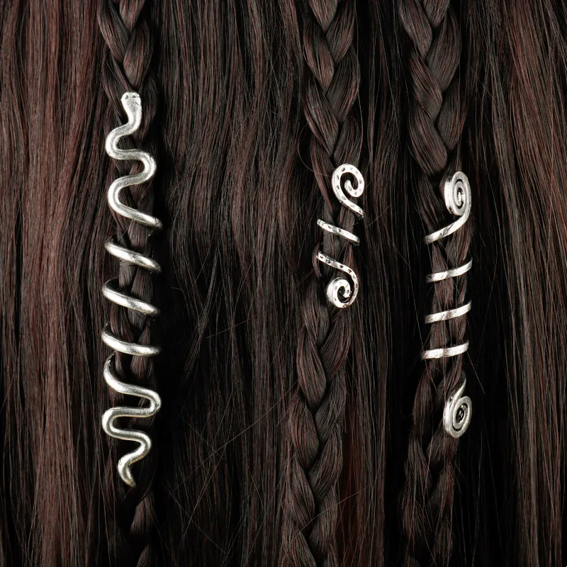 Hiphop Örgü Boncuk saç Takı Vintage viking saç bobinleri dreadlocks takı Saç Klipleri ve Pin parti Hediye Görüntü 2
