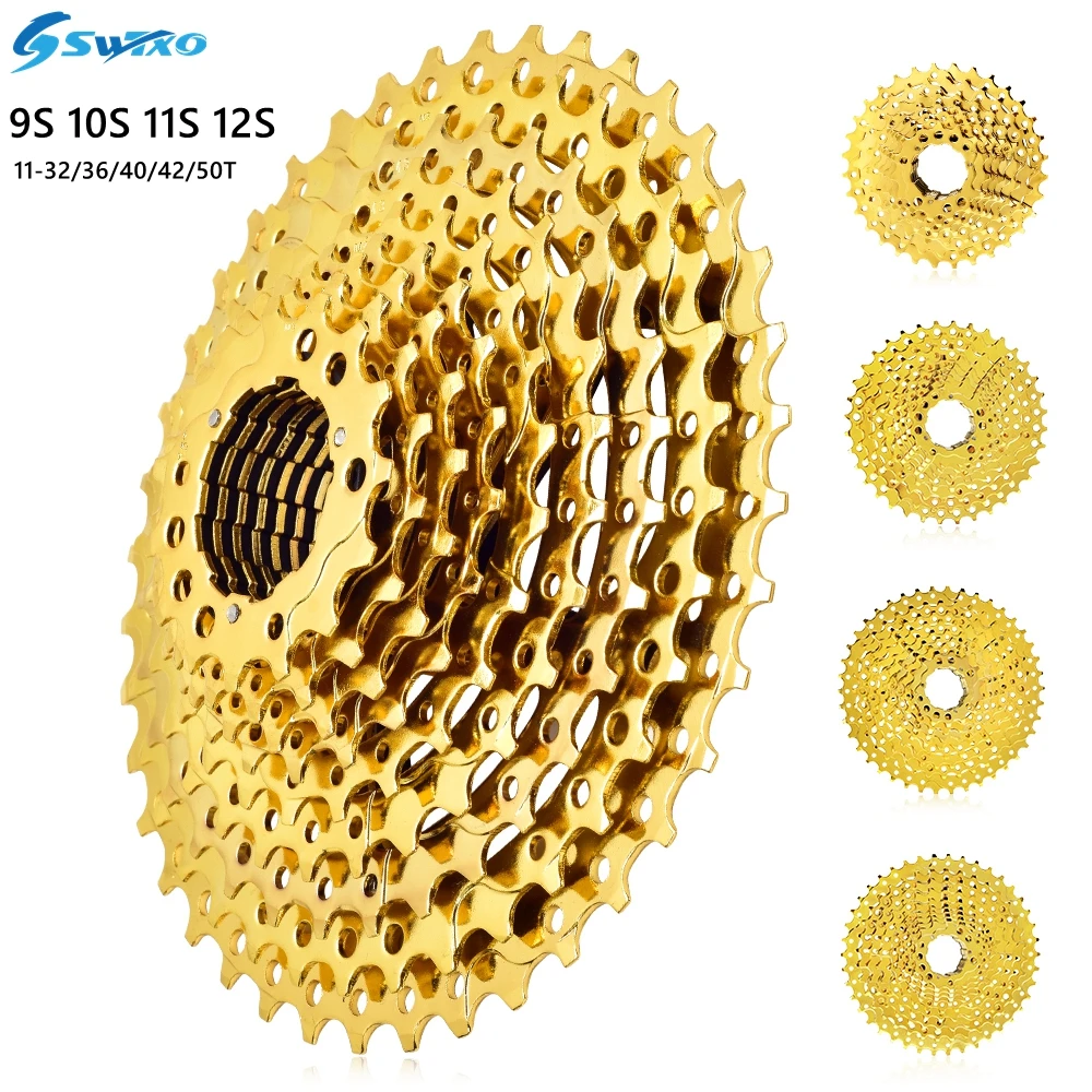 SWTXO MTB Kaset 9/10/11 Hız 11-32/36/40/42/50T Bisiklet Freewheel Altın Dağ Bisikleti Volan Dişli k7 9v 10v 11v Görüntü 0