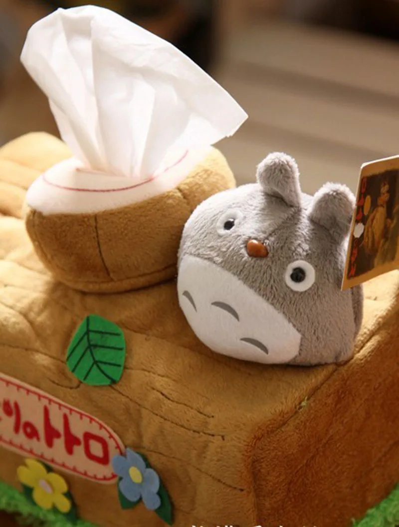 Totoro Peluş Bebek Oyuncak Doku Kutusu Japonya Anime Kürkü Çıkarma Ev Ürün Ofis Masası Araba Süslemeleri Çocuklar Kız Hediye Görüntü 4