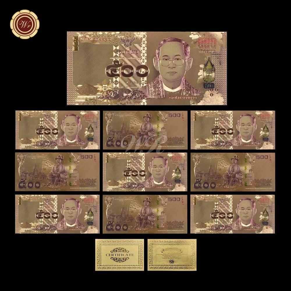 WR Ev Aksesuarı 50 Baht Renkli Altın Banknot Koleksiyon Tayland Sanat Hediyelik Eşya Sıcak Satış Ev Dekor Süsleme Hediyeler için Görüntü 2