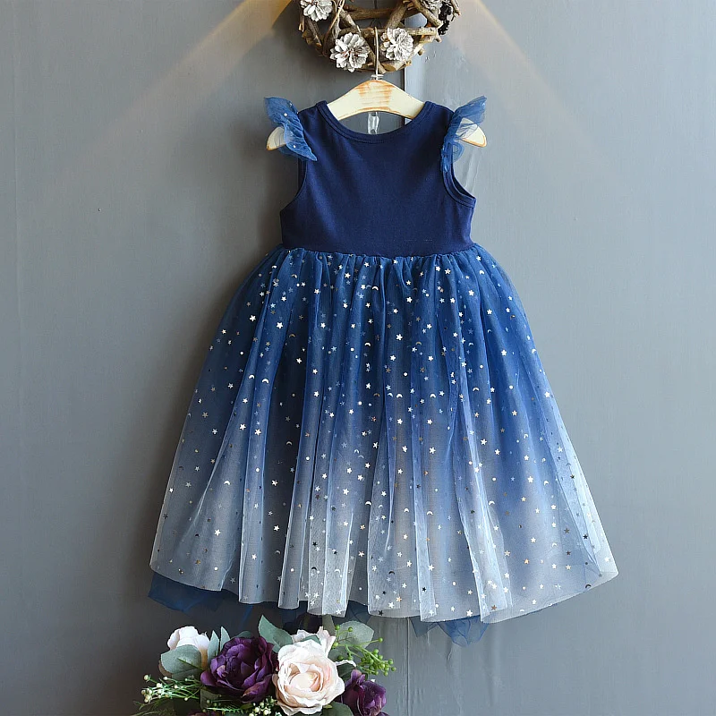 Yeni Çocuk Giysileri Kızlar İçin Elbiseler Moda düğün elbisesi Kız Prenses Elbise çocuk giyim Parti Yıldız Elbise Görüntü 2