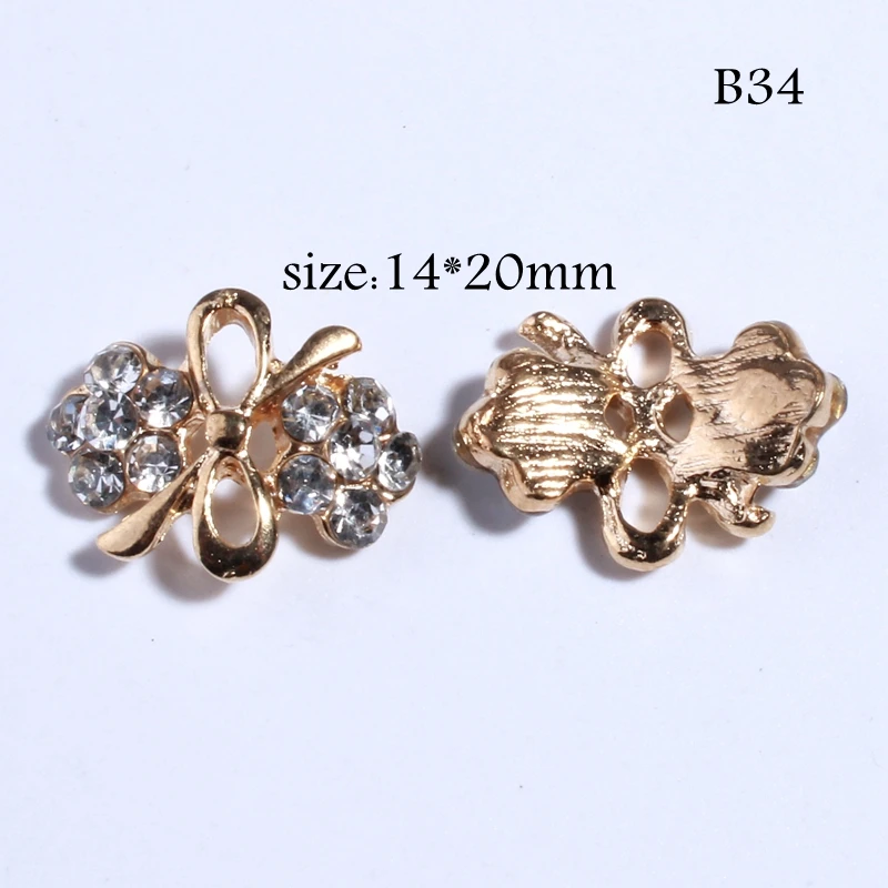 10 ADET 14*20mm Vintage Yay Şekli Kristal Düğmeler Giyim Ayakkabı Dekorasyon Taklidi Düğmesi Düğün Ev Görüntü 1