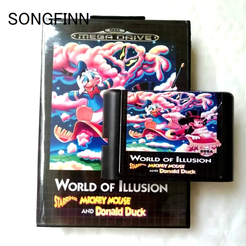 16 bitlik MD Hafıza Kartı için Kutu İle Sega Mega Sürücü Genesis Megadrive - World Of Illusion Görüntü 0