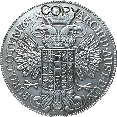 1765 Avusturya 1 Thaler paraları kopya 41mm Görüntü 1