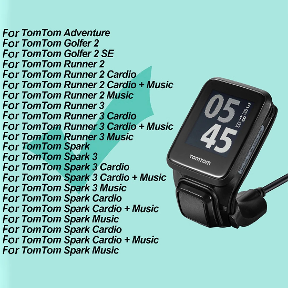 1M Data Sync USB şarj kablosu TomTom Adventurer Golfçü 2 Runner 2/3 Spark 3 akıllı saat şarj doku Cradle Güç Adaptörü Görüntü 5