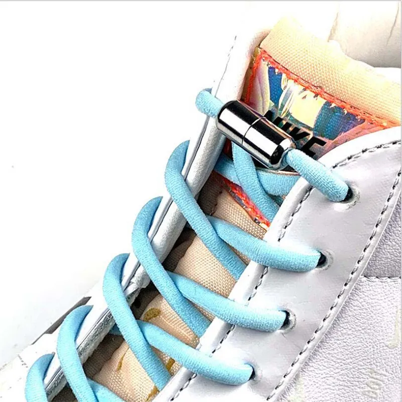 2 ADET Elastik Hiçbir Kravat Ayakabı Yarım Daire Ayakkabı Bağcıkları Çocuklar İçin Yetişkin Sneakers Ayakkabı Bağı Hızlı Tembel Metal Kilit Danteller Ayakkabı Dizeleri Görüntü 0