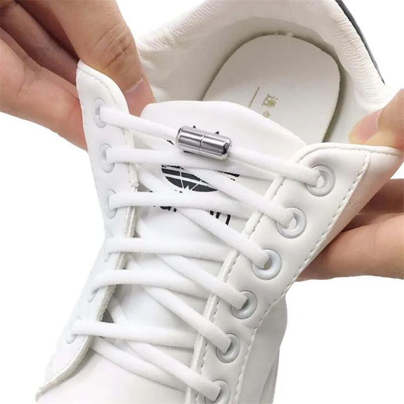 2 ADET Elastik Hiçbir Kravat Ayakabı Yarım Daire Ayakkabı Bağcıkları Çocuklar İçin Yetişkin Sneakers Ayakkabı Bağı Hızlı Tembel Metal Kilit Danteller Ayakkabı Dizeleri Görüntü 1