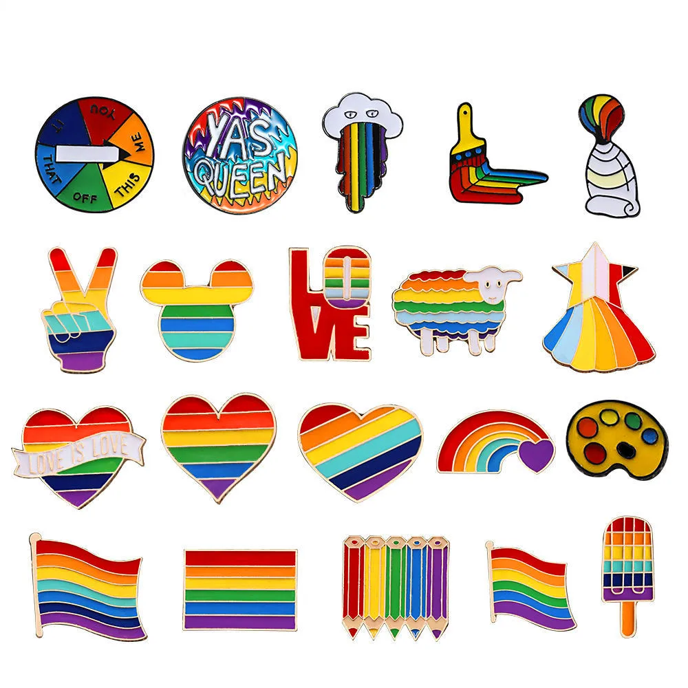 2020 Gökkuşağı Kalp Emaye Pimleri Eşcinsel Lezbiyen Gurur LGBT Pin Rozeti Aşk Aşk Farkındalık Broş Takı Erkekler Kadınlar İçin Unisex Görüntü 0