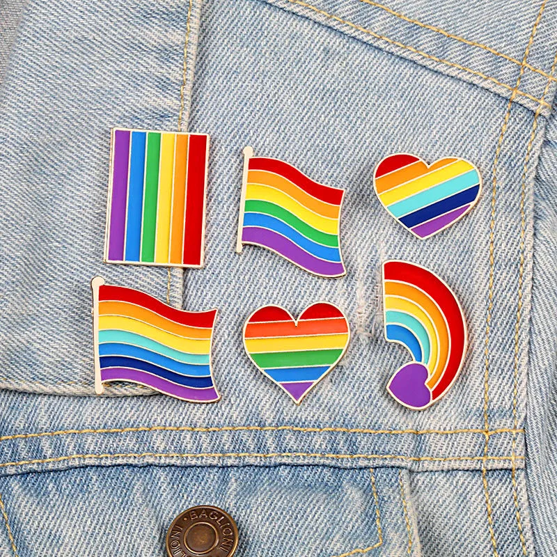 2020 Gökkuşağı Kalp Emaye Pimleri Eşcinsel Lezbiyen Gurur LGBT Pin Rozeti Aşk Aşk Farkındalık Broş Takı Erkekler Kadınlar İçin Unisex Görüntü 3