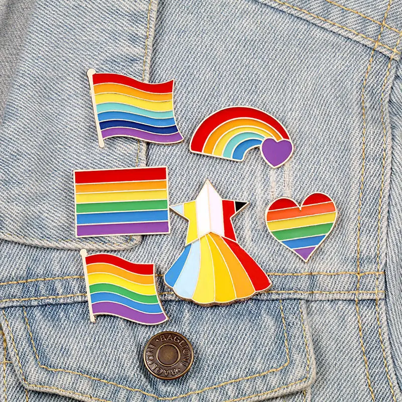 2020 Gökkuşağı Kalp Emaye Pimleri Eşcinsel Lezbiyen Gurur LGBT Pin Rozeti Aşk Aşk Farkındalık Broş Takı Erkekler Kadınlar İçin Unisex Görüntü 4