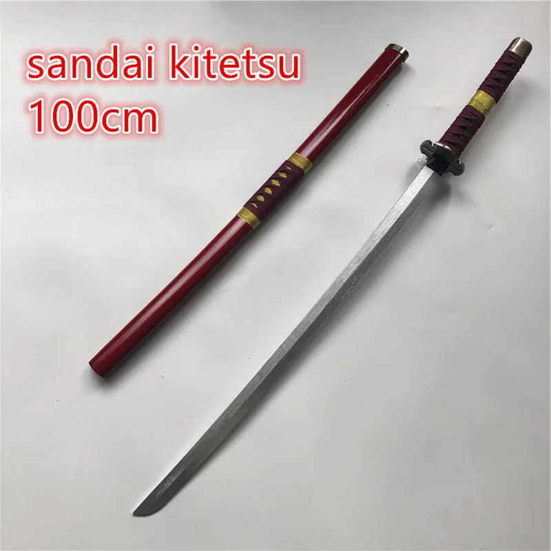 Anime Cosplay Akımızu 1: 1 Roronoa Zoro Kılıç Silah Silahlı Katana Espada Ahşap Ninja Bıçak samuray Kılıcı Prop Oyuncaklar 100 cm Görüntü 5