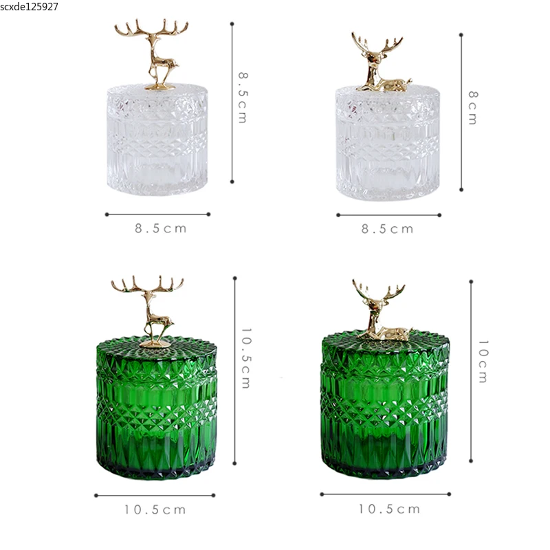 Fransız Elk cam kavanozlar Lüks Yeşil Takı pamuklu çubuk Kutusu Masaüstü Küçük Nesne Depolama Aromaterapi Mum Şişe Dekor Görüntü 5