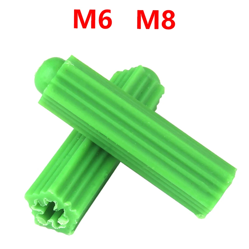 M6 M8 Yeşil Plastik Genleşme Borusu / kauçuk Fiş / naylon Piston / Alçıpan Plastik Duvar Fişi Çapa Fişi Sabitleme duvar çapası 200 adet Görüntü 0