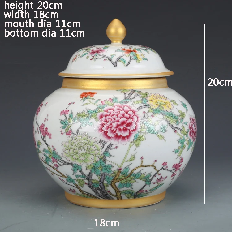 Qing Hanedanı Qianlong emaye boyalı altın şakayık desen çay potu antika porselen seramik kavanoz koleksiyonu Görüntü 1