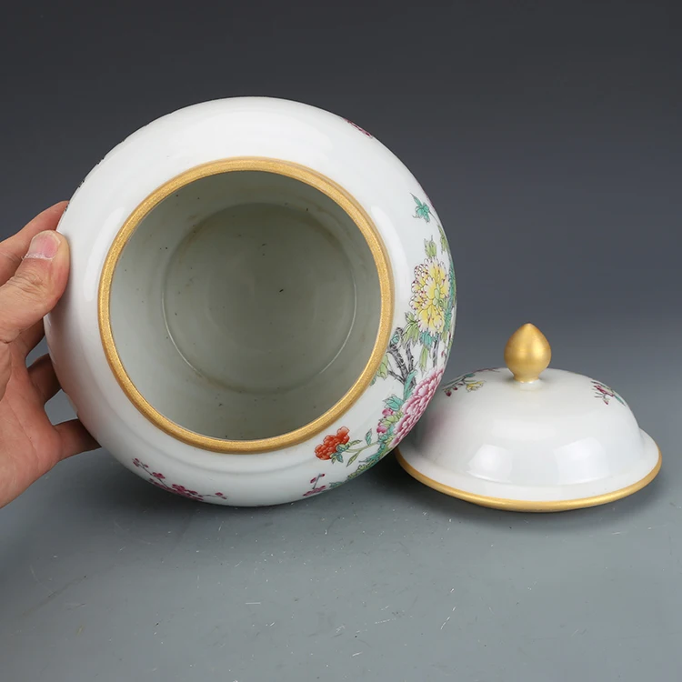 Qing Hanedanı Qianlong emaye boyalı altın şakayık desen çay potu antika porselen seramik kavanoz koleksiyonu Görüntü 3