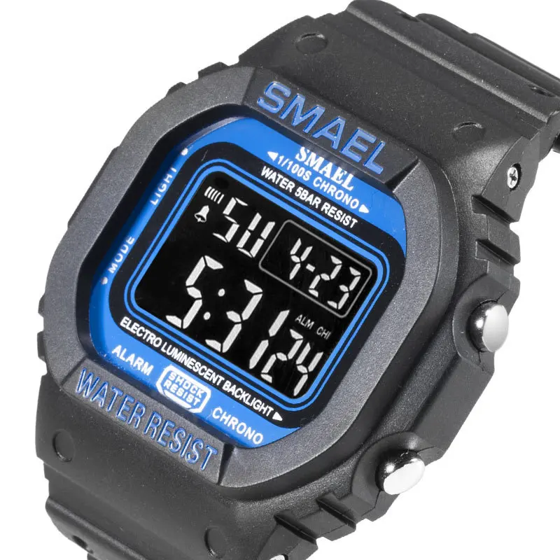 SMAEL dijital saat Erkekler Spor Saatler LED Askeri Ordu Kamuflaj kol saati Erkek Su Geçirmez Üst Marka Öğrenci Kronometre Görüntü 1