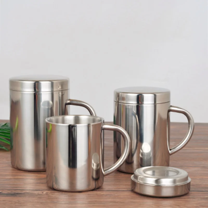 Çift Duvar Paslanmaz Çelik Kahve kapaklı kupa Taşınabilir Bardak seyahat bardağı kahve termosu Süt çay fincanları Çift Ofis su bardağı Görüntü 1