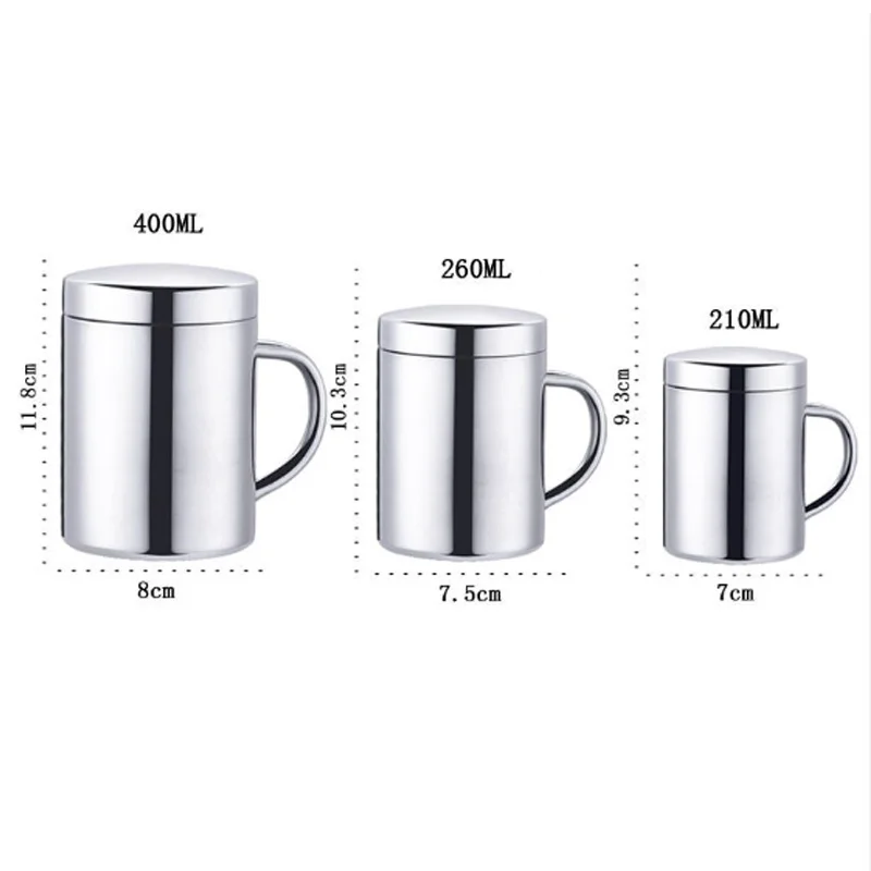 Çift Duvar Paslanmaz Çelik Kahve kapaklı kupa Taşınabilir Bardak seyahat bardağı kahve termosu Süt çay fincanları Çift Ofis su bardağı Görüntü 5